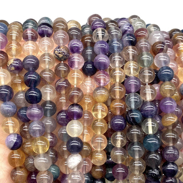 ABCGEMS Mexican Aqua Rainbow Fluorite Beads (Rare Color, Mohs Hardness 4) Healing Energy Crystal Stone Ideal for Bracelet Necklace Ring DIY Jewelry Making Craft Men Women Smooth Round 8mm Aqua Rainbow Fluorite (From Mexico)